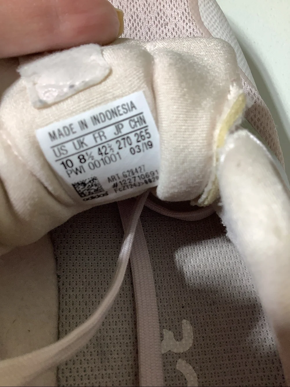 Adidas Edged Ounce pale pink shoes, size 10